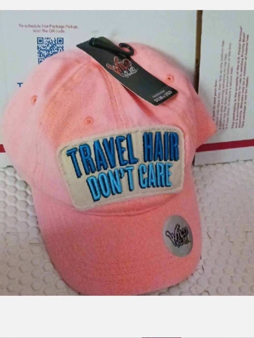 Pink 'Travel Hair Don't Care' Baseball Cap# New With Tags